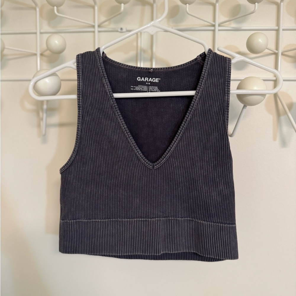 Garage Women's Charcoal Ribbed Tank Top